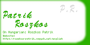 patrik roszkos business card